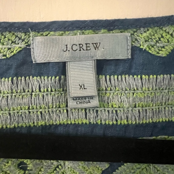 J. Crew Navy and Lime Embroidered Top/ swimsuit cover up SKU D-306) SZ XL - Picture 2 of 5